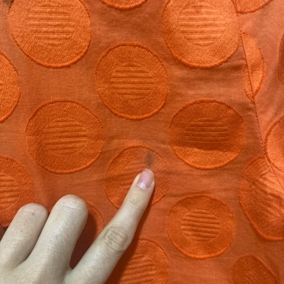 Michael Michael Kors Orange Polka Dot Textured V-Neck Tunic Size Medium - Picture 3 of 5